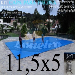 Capa para Piscina Super M: 11,5 x 5,0m PP/PE Cor Azul / Preto 78 molas 78 lonafix 5b